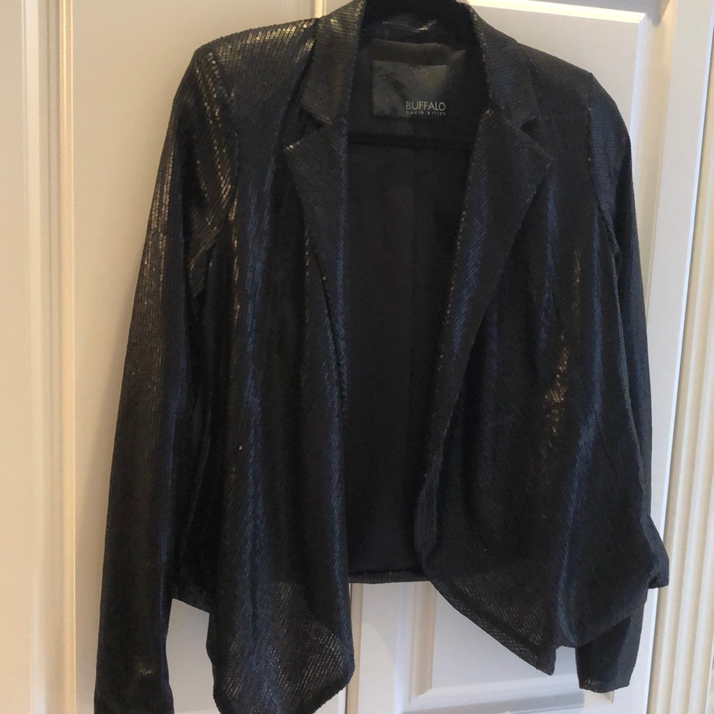 Buffalo Sequins Open Front Lined Classic Over Jacket